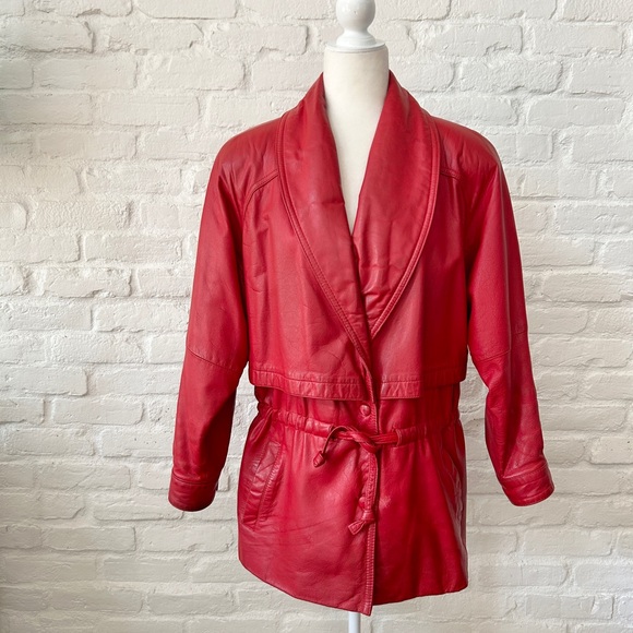 Jackets & Blazers - Vintage Red Leather Jacket